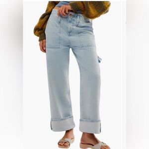 Free People Major Leagues Wide Leg Crop denim